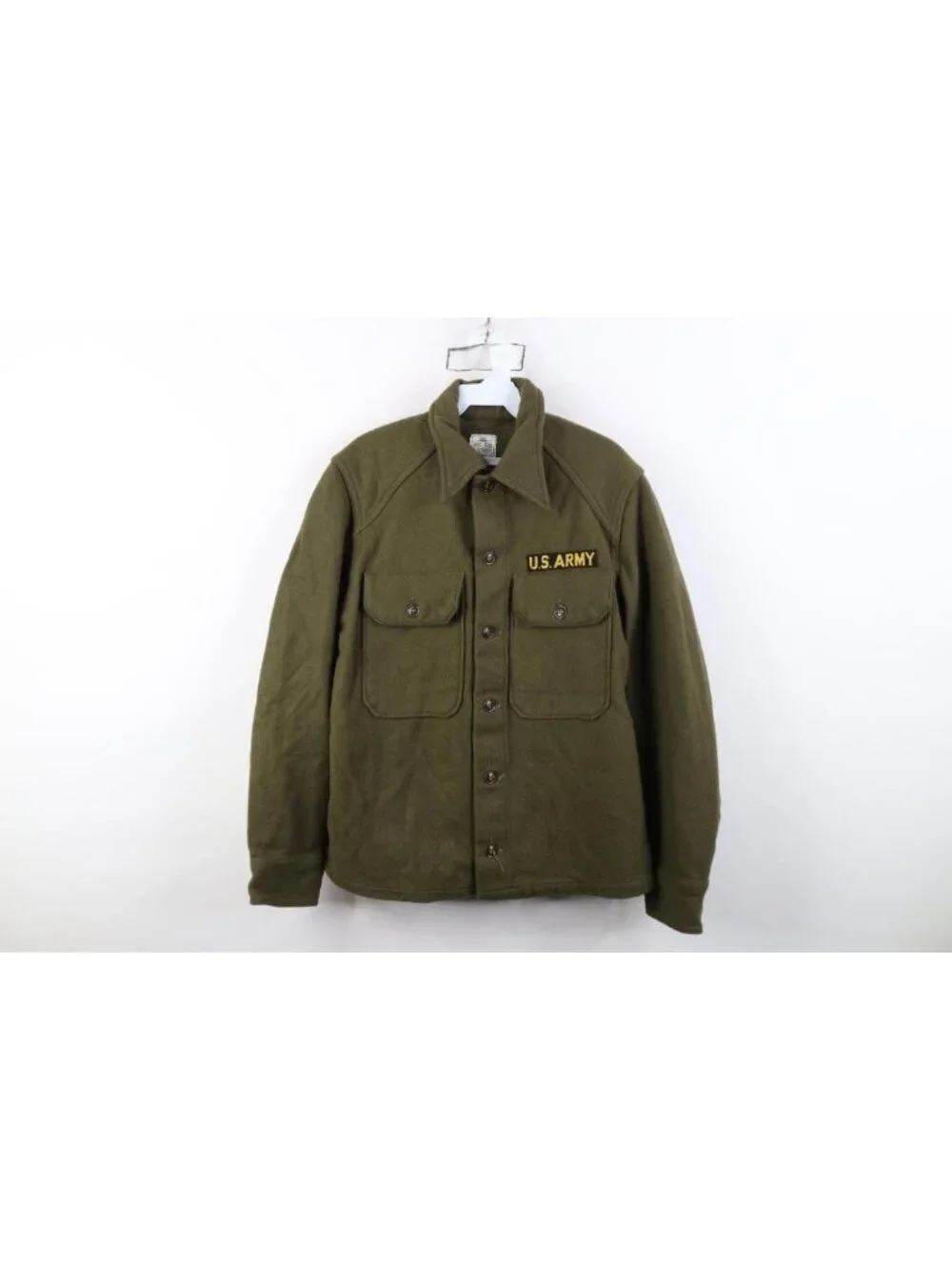 Deadstock Unissued 50s Korean War Mens Small OG108 Wool Nylon Field Button Shirt
